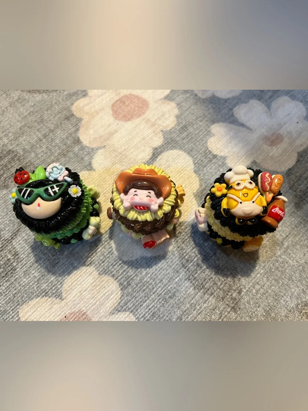 Unique Handmade Set of 3 Kawaii Mini Storage Containers Cute Gift Idea